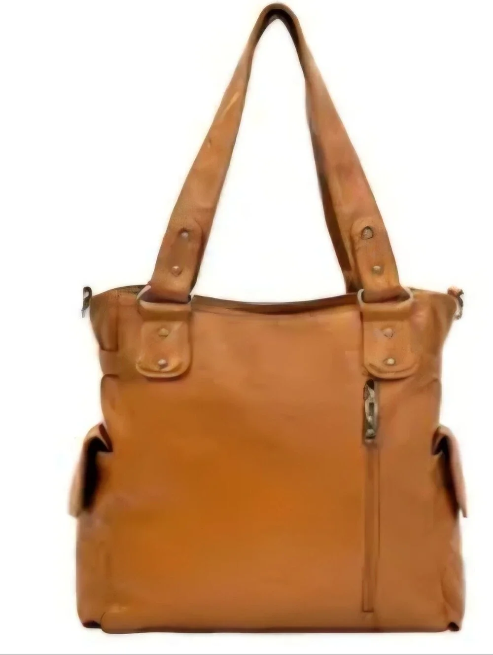 Large Tote Crossbody Bag Brown Vegan Leather Southwestern Silver Cross Purse